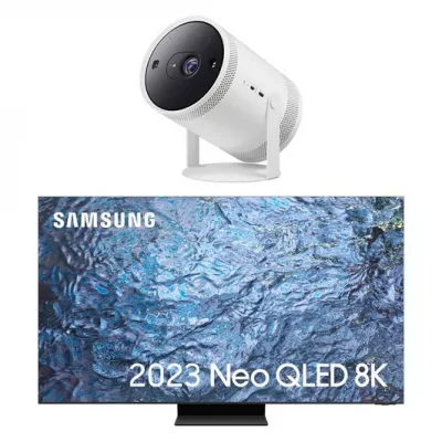 SAMSUNG QE75QN900CTXXU 75″ Smart 8K TV & The Freestyle SP-LSP3BLAXXU Smart TV Projector Bundle