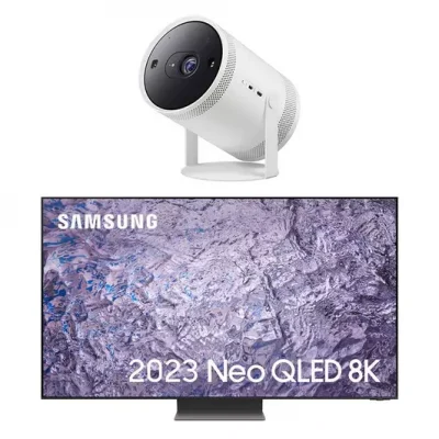 SAMSUNG QE75QN800CTXXU 75″ Smart 8K TV & The Freestyle SP-LSP3BLAXXU Smart TV Projector Bundle