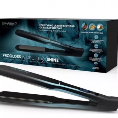 REVAMP Progloss Wide Ultra X Shine Hair Straightener – Black