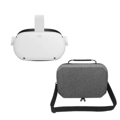 META Quest 2 VR Gaming Headset (128 GB) & AVRCPL23 Meta Quest 2 EVA Carrying Case (Grey) Bundle