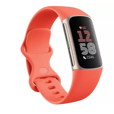 FITBIT Charge 6 Fitness Tracker – Coral, Silicone Strap, Universal