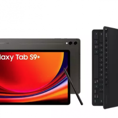 SAMSUNG Galaxy Tab S9+ 12.4″ 5G Tablet (512 GB, Graphite) & Galaxy Tab S9+ Slim Book Cover Keyboard Case Bundle