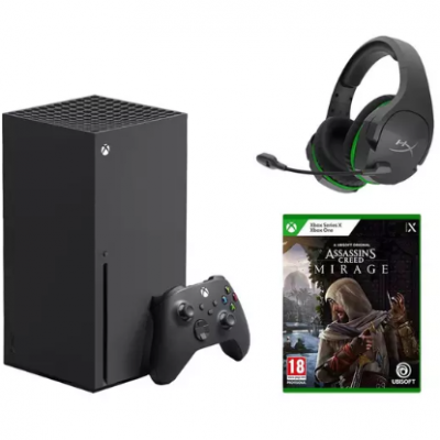 MICROSOFT Xbox Series X, Assassin’s Creed Mirage & CloudX Stinger Core Xbox Wireless Gaming Headset Bundle