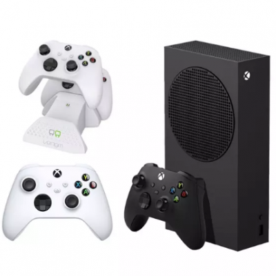 MICROSOFT Xbox Series S (1 TB), Additional White Controller & VS2871 Xbox Series X/S & Xbox One Twin Docking Station (White) Bundle