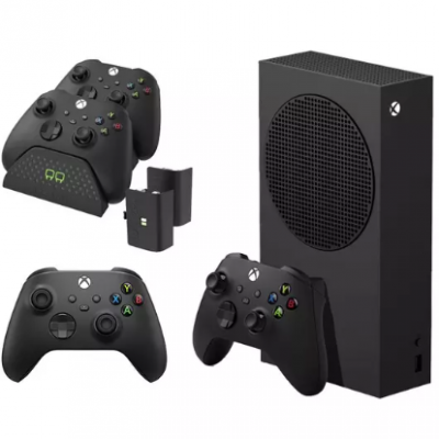 MICROSOFT Xbox Series S (1 TB), Additional Black Controller & VS2881 Xbox Series X/S & Xbox One Twin Docking Station (Black) Bundle